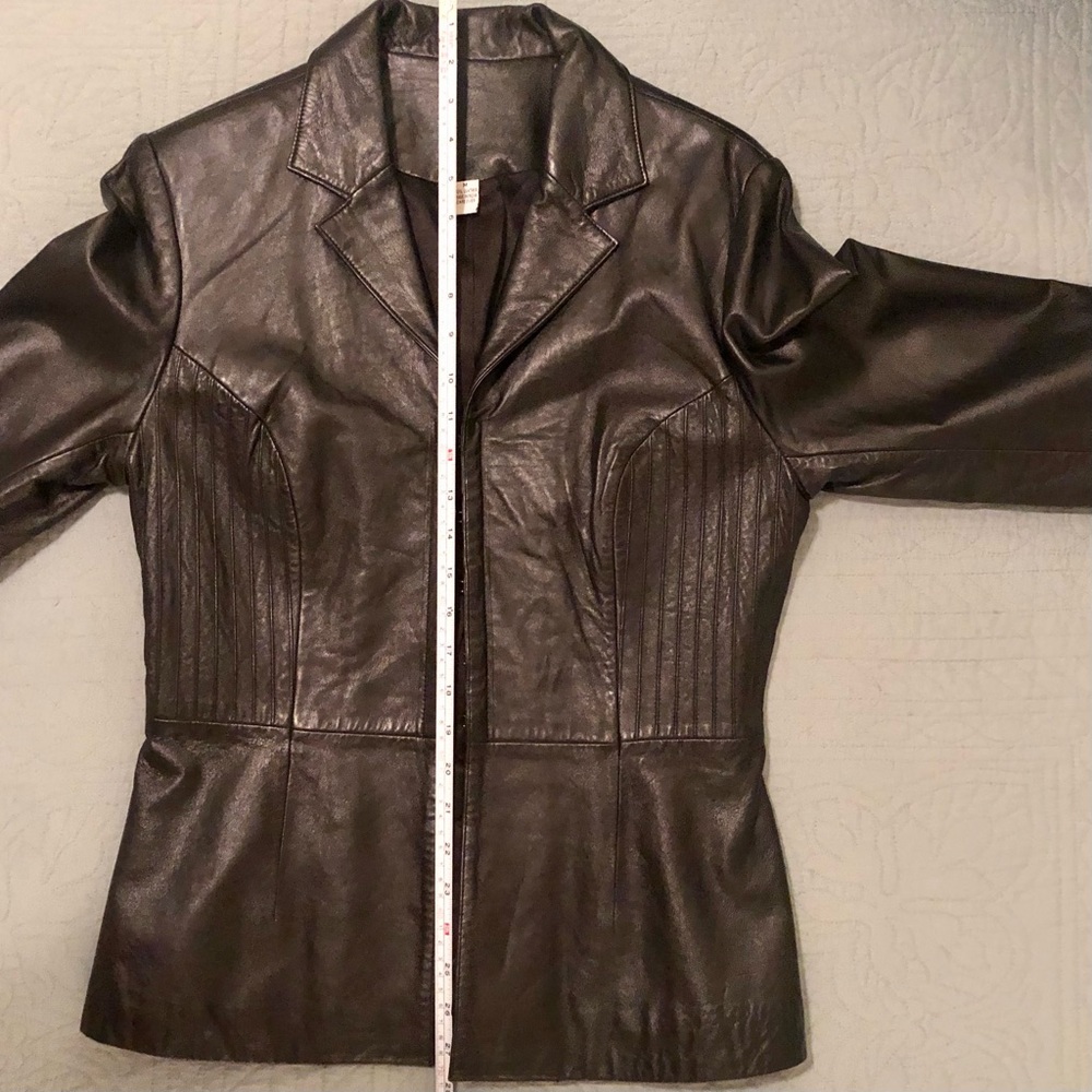 Black Leather Blazer 100% Genuine Leather Size M - Picture 9 of 11